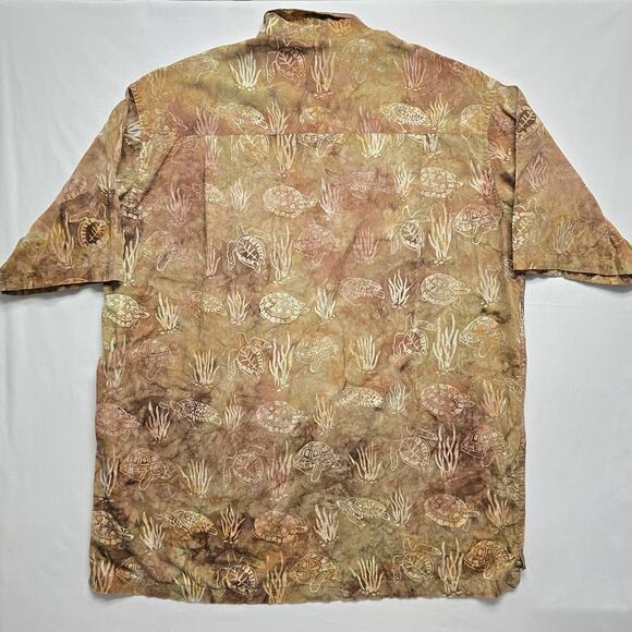 Basic Options Shirt Mens Extra Large Brown Sea Turtle Hawaiian Button Up Casual - Picture 6 of 8